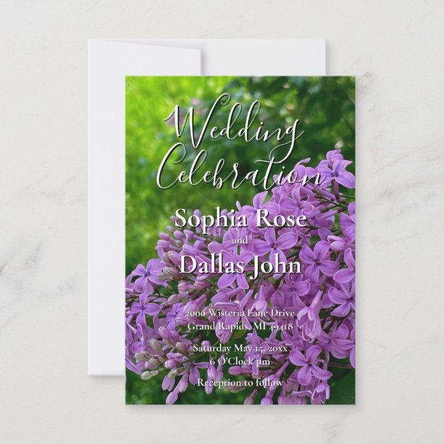 Lilac Wedding elegant purple lavender floral Invitation (Front)