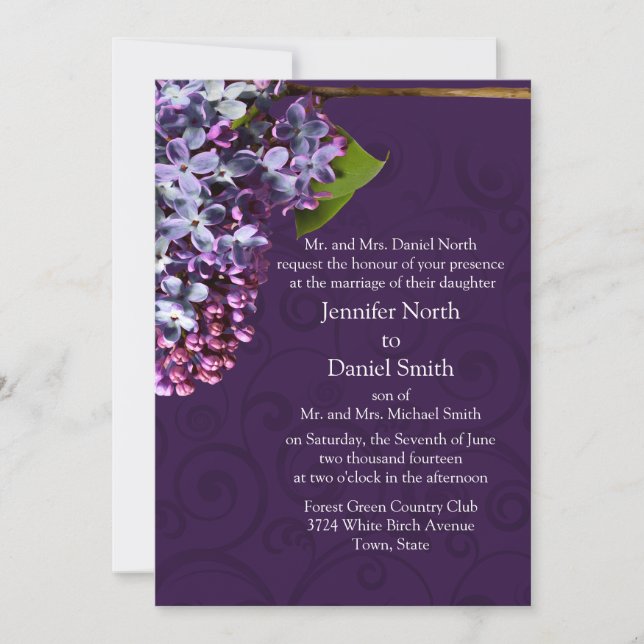 Lilac Wedding Invitation (Front)