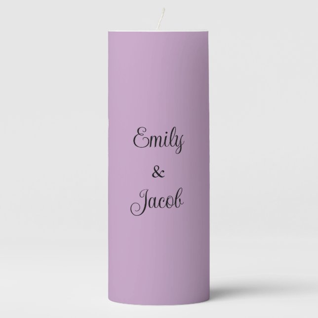 Lilac Wedding Pillar Candle (Front)