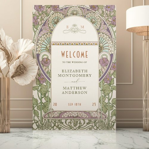 Lilac Welcome Wedding Vintage Art Nouveau Mucha Foam Board