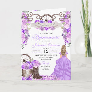 Lilac Western Charro Bi-Fold Quinceanera Invitation