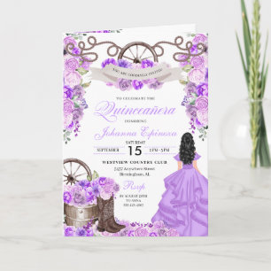Lilac Western Charro Bi-Fold Quinceanera Invitation