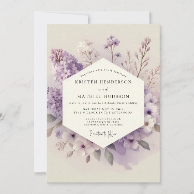 Lilac Whisper Bloom Wedding Invitation (Front)