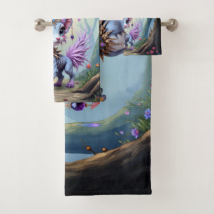 Lilac Whisper – Enchanted Forest Guardian. Bath Towel Set