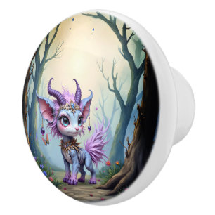 Lilac Whisper – Enchanted Forest Guardian.  Ceramic Knob