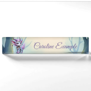 Lilac Whisper – Enchanted Forest Guardian. Desk Name Plate