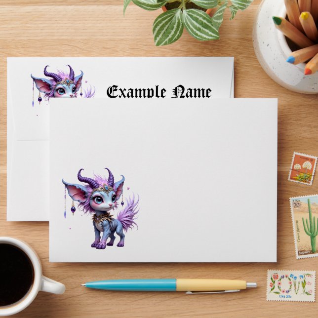 Lilac Whisper – Enchanted Forest Guardian.  Envelope (Desk)