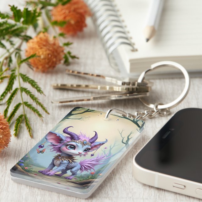 Lilac Whisper – Enchanted Forest Guardian.  Keychain (Front Right)