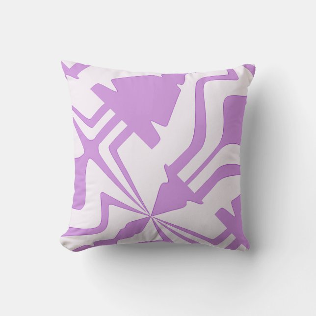 Lilac White Diagonal Abstract Sound Wave Pattern Throw Pillow (Front)