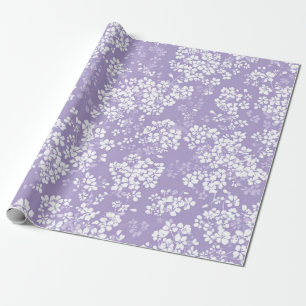 Lilac White Ditsy Flower Pastel Boho 70s Vintage Wrapping Paper