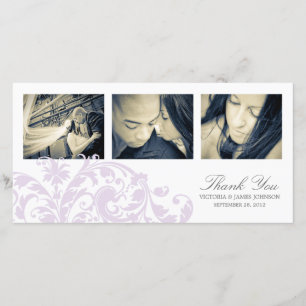 LILAC & WHITE FLOURISH   WEDDING THANK YOU CARD