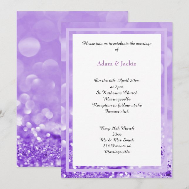 LILAC WHITE LAYER BOKEH PRINT WEDDING INVITATION (Front/Back)