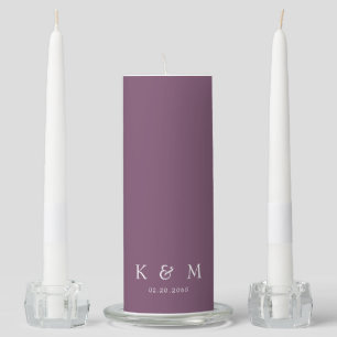 Lilac White Monogram Unity Candle Set