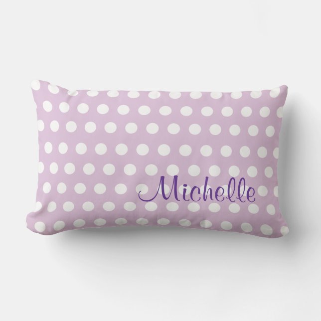 Lilac White Polka Dot Pillow (Front)