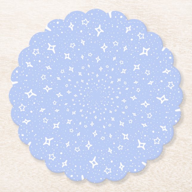 Lilac white stars cosmos universe astronomy purple paper coaster (Front)