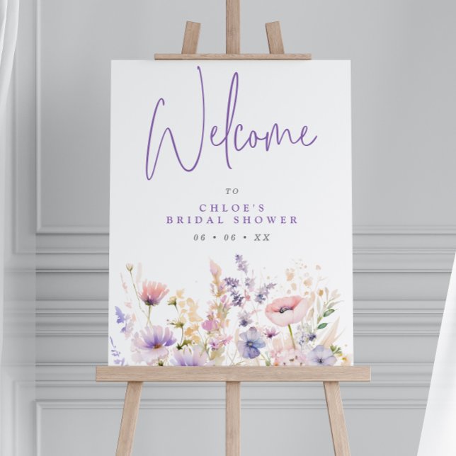 Lilac Wild Flowers Bridal Shower Welcome Foam Board (Creator Uploaded)