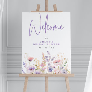 Lilac Wild Flowers Bridal Shower Welcome Foam Board