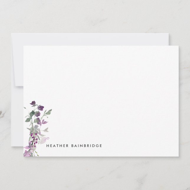 Lilac Wild Flowers Personalized Note Card (Front)