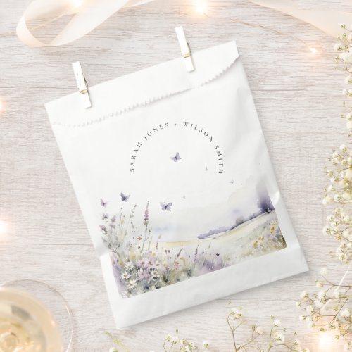 Lilac Wildflower Butterfly Field Landscape Wedding Favor Bag