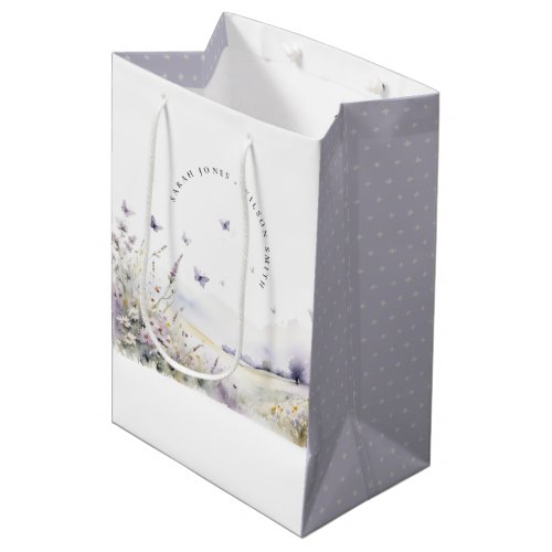 Lilac Wildflower Butterfly Field Landscape Wedding Medium Gift Bag