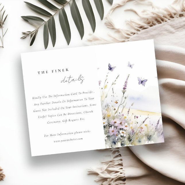 Lilac Wildflower Butterfly Field Wedding Details Enclosure Card (Creator Uploaded)
