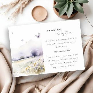 Lilac Wildflower Butterfly Field Wedding Reception Enclosure Card