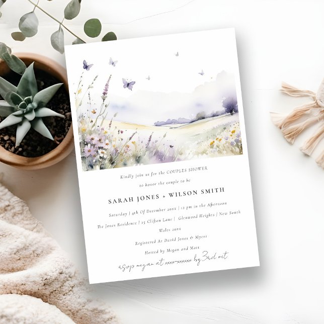 Lilac Wildflower Butterfly Fields Couples Shower Invitation (Creator Uploaded)