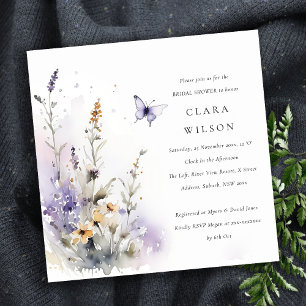 Lilac Wildflower Butterfly Garden Bridal Shower Invitation
