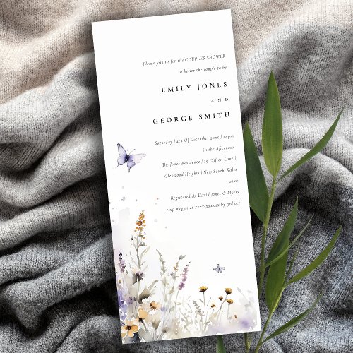 Lilac Wildflower Butterfly Garden Couples Shower Invitation