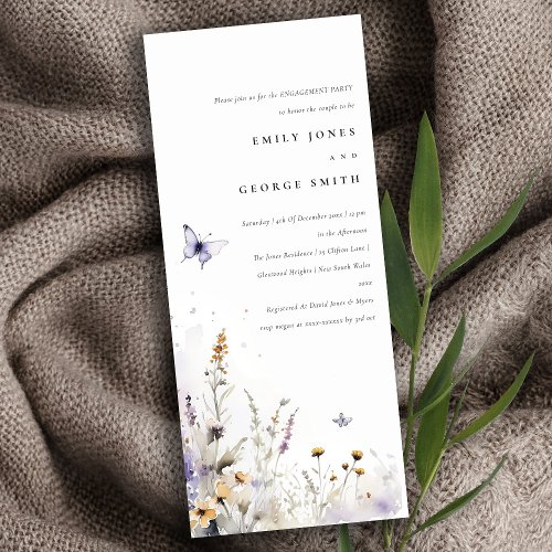 Lilac Wildflower Butterfly Garden Engagement Invitation
