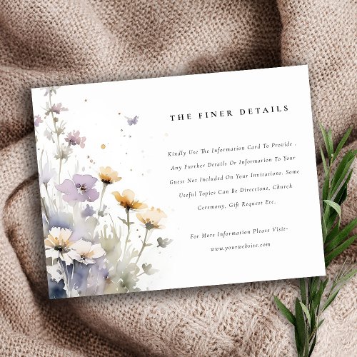 Lilac Wildflower Butterfly Garden Wedding Details Enclosure Card