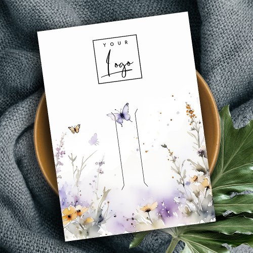 Lilac Wildflower Butterfly Hairpin Logo Display Business Card