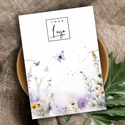 Lilac Wildflower Butterfly Necklace Logo Display Business Card