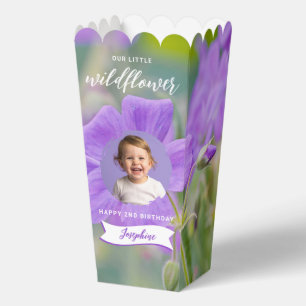Lilac Wildflower Custom Photo Kid's Happy Birthday Favor Boxes