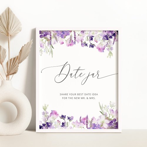 Lilac wildflower date night ideas Date jar Poster