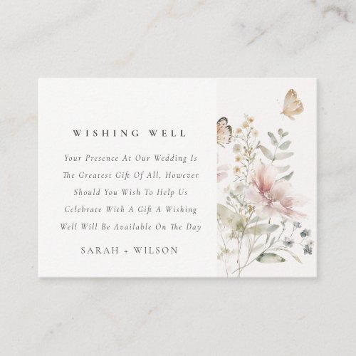 Lilac Wildflower Fern Foliage Wedding Wishing Well Enclosure Card