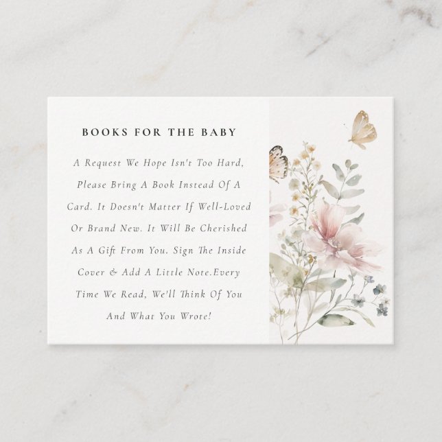 Lilac Wildflower Foliage Books For Baby Shower Enclosure Card (Front)