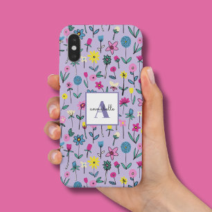 Lilac wildflower hand drawn floral iPhone 17 case
