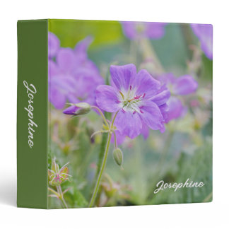 Lilac Wildflower Photo Geranium Botanical Flower 3 Ring Binder