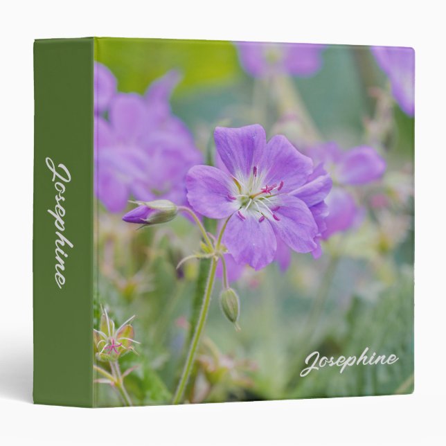 Lilac Wildflower Photo Geranium Botanical Flower 3 Ring Binder (Front/Spine)