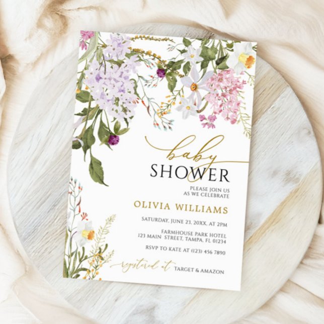 Lilac Wildflowers Baby Shower Invitation (Creator Uploaded)
