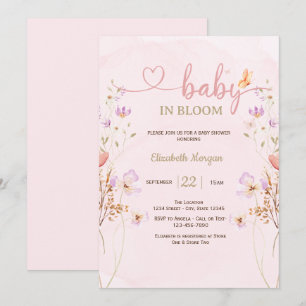 Lilac Wildflowers Butterfly Watercolor Baby Shower Invitation