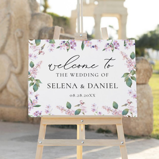 Lilac Wildflowers Chic Wedding Welcome Sign (Creator Uploaded)