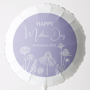 Lilac  Wildflowers Sketched Happy Mother’s Day  Balloon