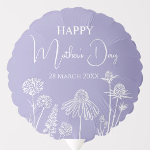 Lilac  Wildflowers Sketched Happy Mother’s Day  Balloon