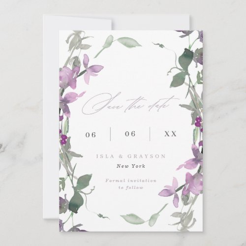 Lilac Wildflowers Wedding Photo Save The Date