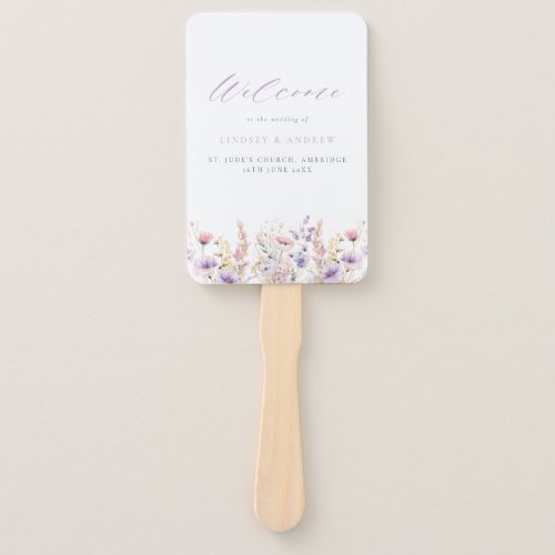 Lilac Wildflowers Wedding Program Hand Fan