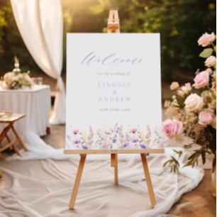 Lilac Wildflowers Wedding Welcome Foam Board