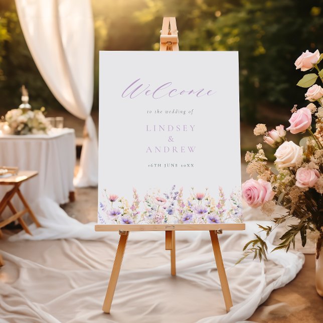 Lilac Wildflowers Wedding Welcome Foam Board (Creator Uploaded)