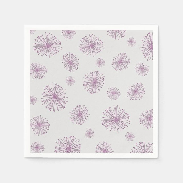 Lilac Wishie Purple Pastel Dandelion Burst Bloom Paper Napkins (Front)